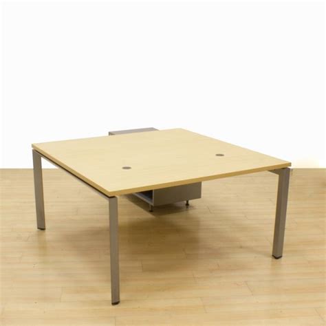 Steelcase Office Table Mod Ottima Made Of Maple Colored Wood Drawer