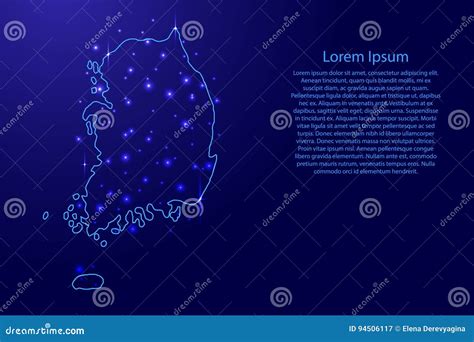 Mapa De La Corea Del Sur De Los Contornos Azules Y Del Ejemplo Luminoso