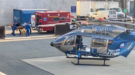 Boston Med Flight Med Evac Arriving At Rhode Island Hospital Engine