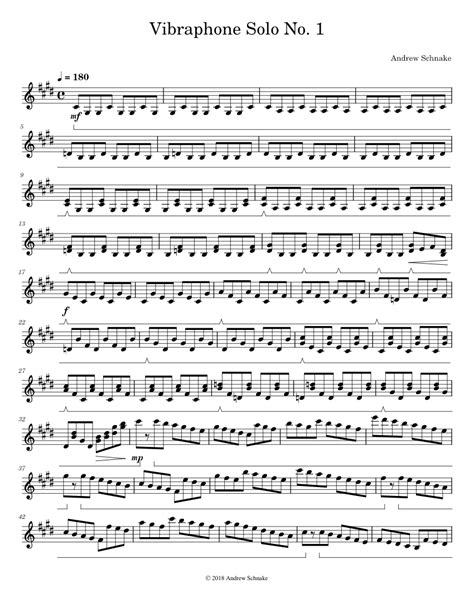 Vibraphone Solo No. 1 (2018) Sheet music for Vibraphone (Solo ...