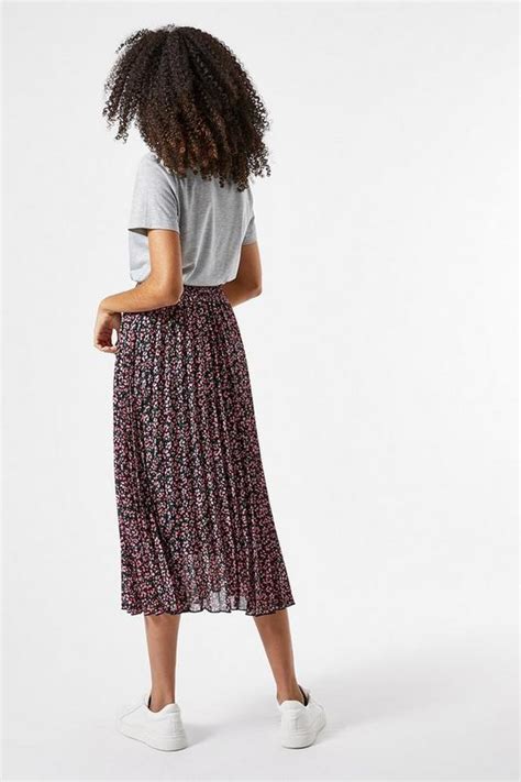 Skirts Pink Floral Print Pleat Midi Skirt Dorothy Perkins