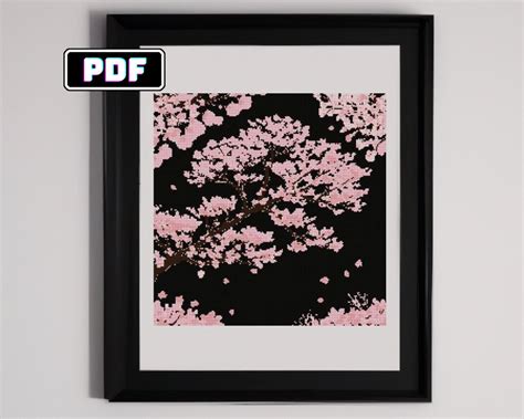 Cherry Blossom Cross Stitch Pattern Diy Floral Needlework Design Etsy