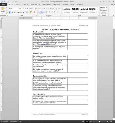 Security Assessment Checklist Template – Dremelmicro