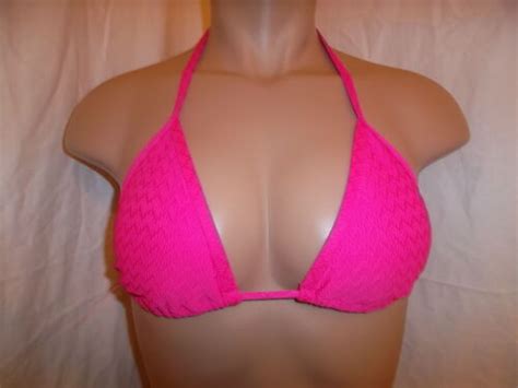 OLD NAVY Bikini Top S Hot Pink Triangle String Top Small 4 6 NWT EBay