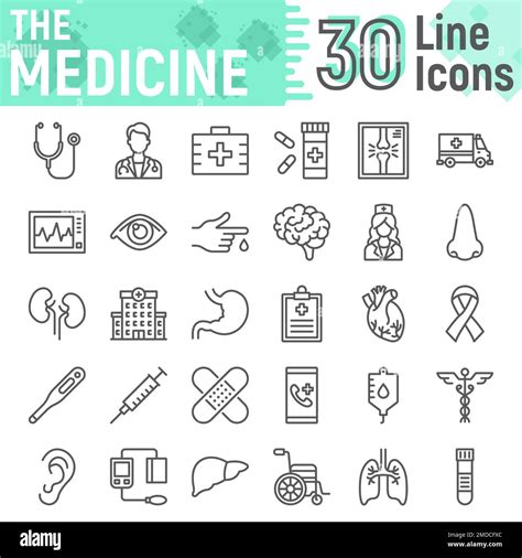 Conjunto De Iconos De Línea De Medicina Colección De Símbolos De