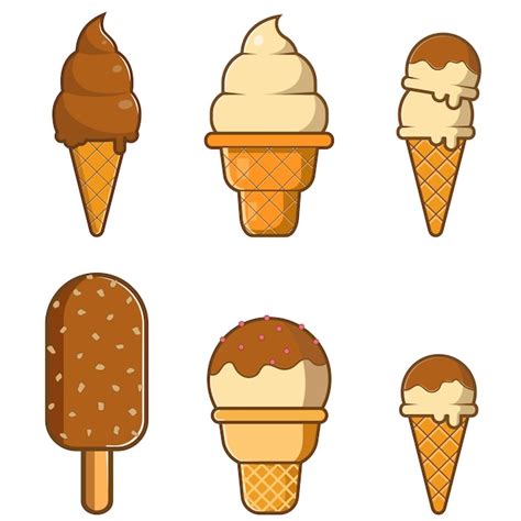 Premium Vector A Set Of Ice Cream Cones With Different Flavors