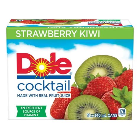 Dole Strawberry Kiwi Juice Cocktail 340 Ml Cans 12 Pack 12x340ml Walmartca