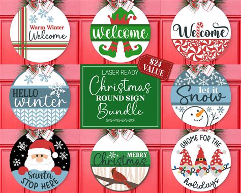 Christmas Door Hanger Svg Bundle Christmas Welcome Sign Svg Etsy