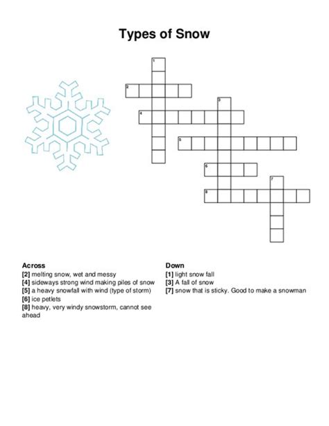 Types Of Snow Crossword Puzzle