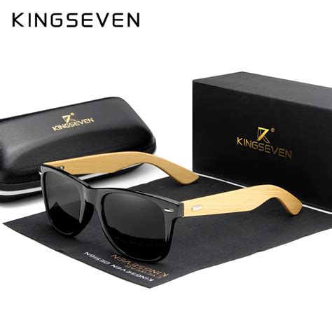 King seven óculos de sol de madeira óculos masculino lentes de