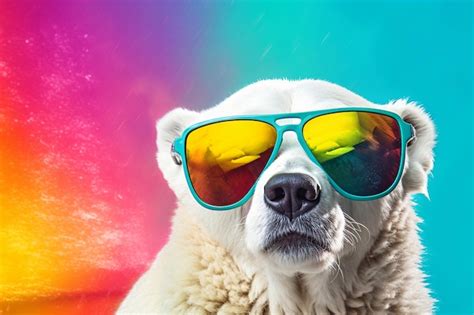 Premium Ai Image Funny Polar Bear Wearing Sunglasses In A Studio With