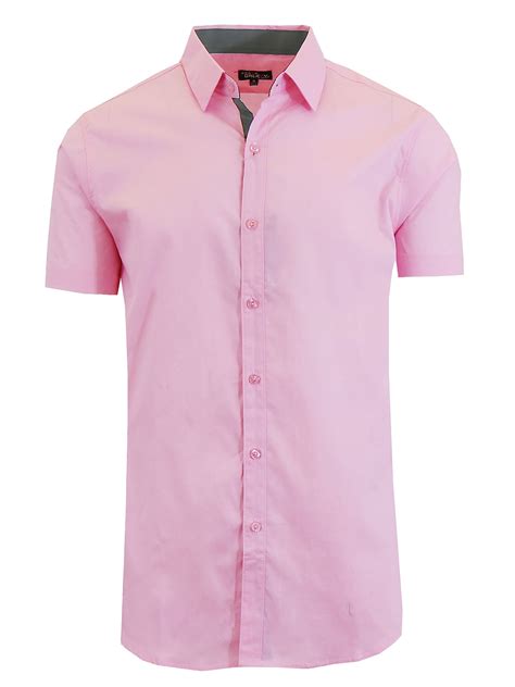 Men's Short Sleeve Slim-Fit Solid Dress Shirts - Walmart.com