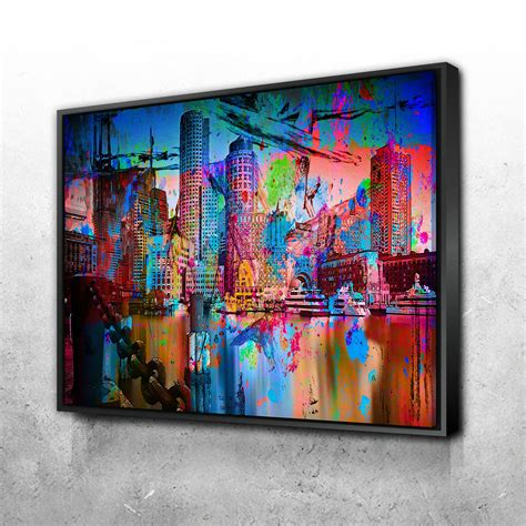 Abstract Boston Skyline Canvas Set – Legendary Wall Art