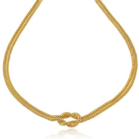 Colar Choker Dupla Malha Italiana Redonda Nó Folheado a Ouro 18K