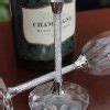 Set Of Swarovski Crystal Filled Stem Champagne Flutes Wine Bottle