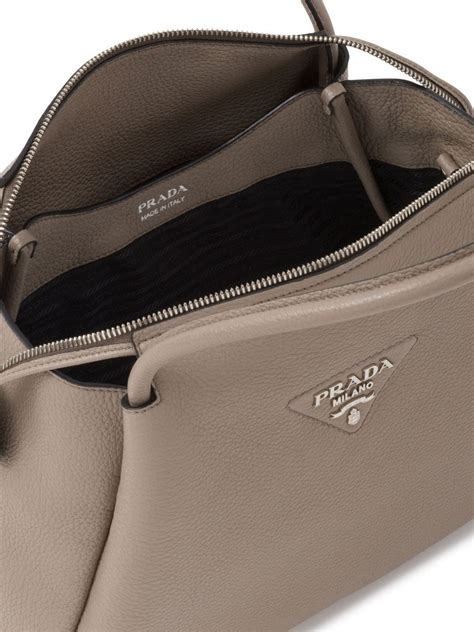 Prada Logo Lettering Top Handle Bag Grey Farfetch Uk