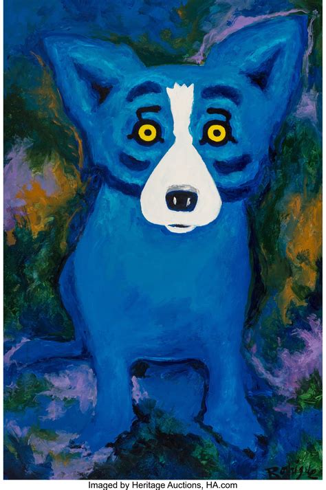 George Rodrigue 1944 2013 Swimming In The Blues Blue Dog Lot