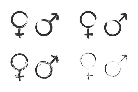 Hand drawn gender icon set. Grunge gender symbol icons. Vector ...