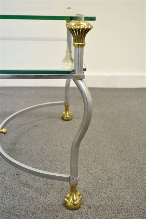 Rare Brass Brushed Steel And Glass Claw Foot Coffee Table After Maison Jansen For Sale At 1stdibs