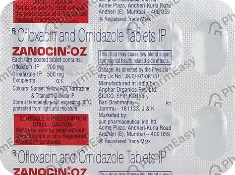 Zanocin Oz Strip Of 10 Tablets: Uses, Side Effects, Price & Dosage ...