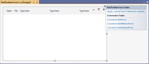 Design Time WinForms ToolbarForm Telerik UI For WinForms