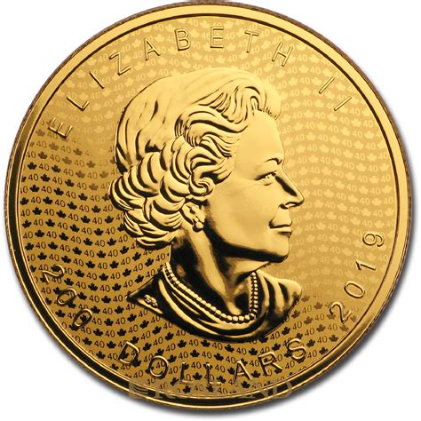 2 Unzen Goldmünze Kanada Maple Leaf 40 Jahre Jubiläum 2019 PP Box