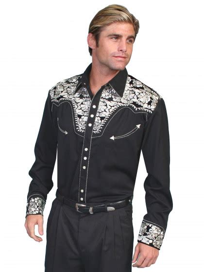 Floral Western Shirt Cowboy Floral Embroidered Shirt Closeout