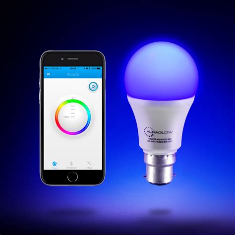 AURAGLOW 9w Bluetooth Colour Changing LED Smart Light Bulb B22