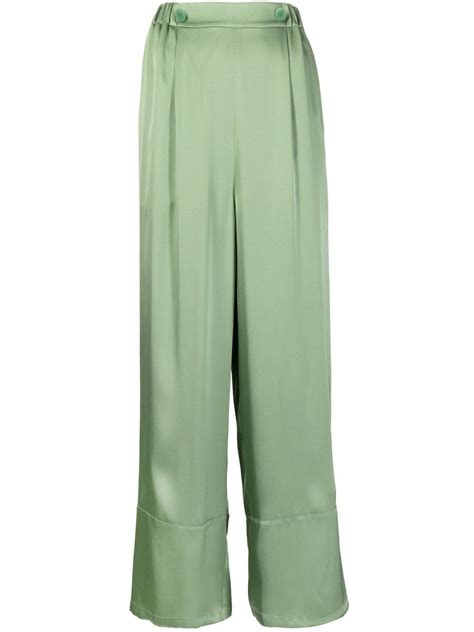 Shanghai Tang Pleated Silk Palazzo Pants Editorialist