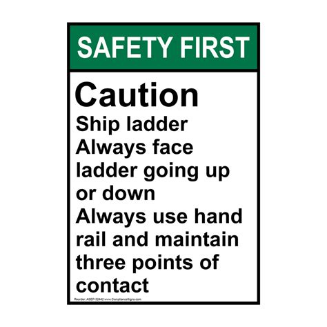 Portrait Caution Ship Ladder Always Face Ladder Sign Nhep 32448