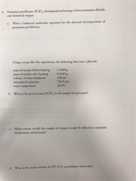 Solved Um Perchlorate KCIO Decomposes On Heating To Form Chegg