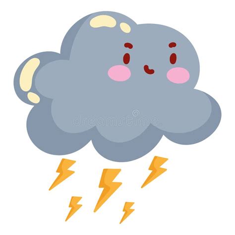 Kawaii Storm Cloud Stock Vector Illustration Of Beautiful