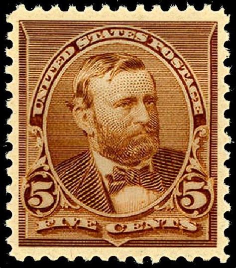 Image Of First Grant U S Postage Stamp Issued In 1890 Brown Five