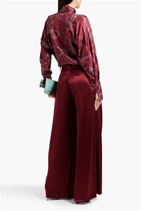 VICTORIA BECKHAM Pussy Bow Printed Silk Twill Blouse THE OUTNET