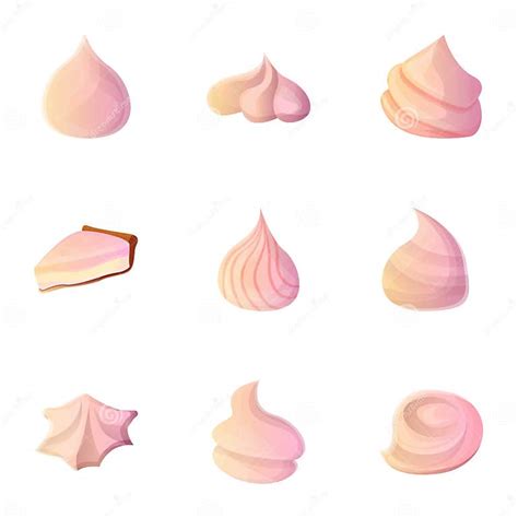 Foam Meringue Icon Set Cartoon Style Stock Vector Illustration Of