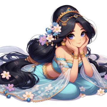 3d Anime Girl Arabian Princess Yasmine Aladdin Sit With Cute Look 3d