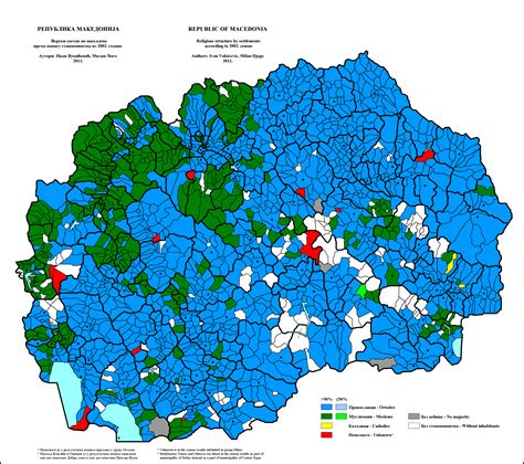 Religions Macedonia By Settlements In 2002 Map Republic Of Macedonia