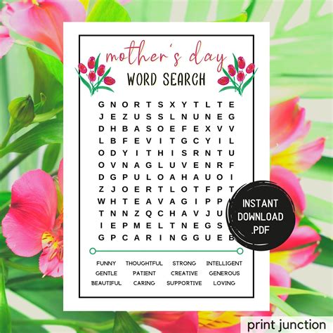 Mothers Day Game Printable Mothers Day Word Search Mothers Day