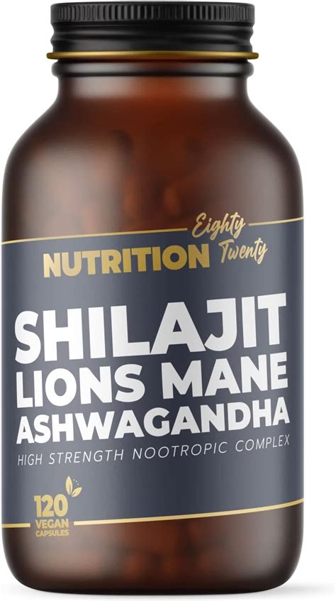 Shilajit Ashwagandha Lions Mane Capsules 3 In 1 High Strength