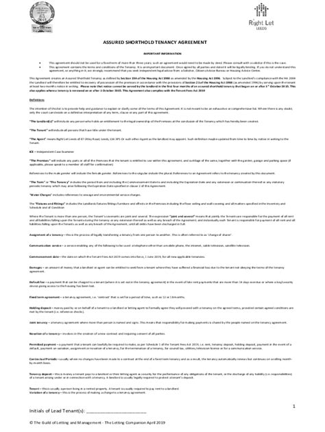 Fillable Online Assured Shorthold Tenancy Agreement Pdf Template Fax