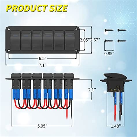 Joinfworld Panneau d interrupteurs à bascule étanche à 6 interrupteurs