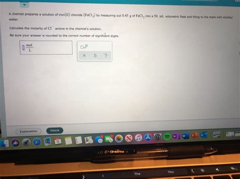 Solved A chemist prepares a solution of iron(II) chloride | Chegg.com