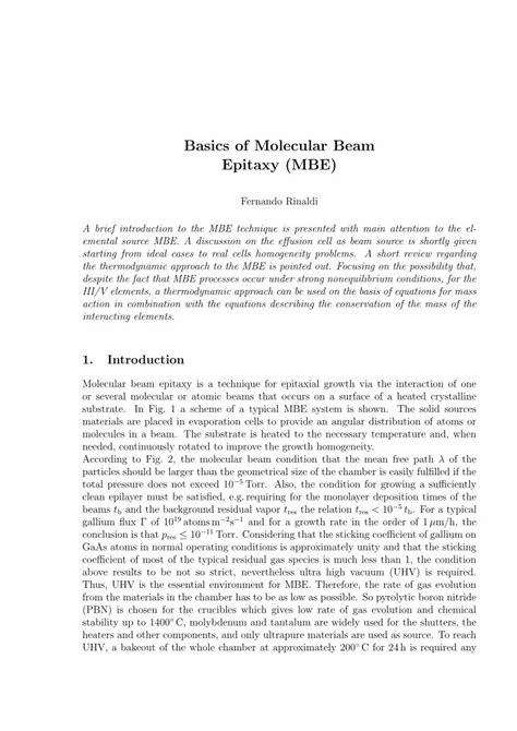 Pdf Basics Of Molecular Beam Epitaxy Dokumen Tips