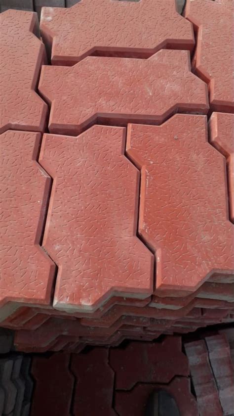 Red Outdoor Zig Zag Cement Paver Block For Landscaping Thickness