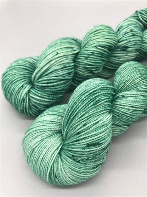 Hand Dyed Yarn Superwash Merino Wool Green Green Speckled Etsy