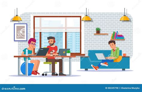 Coworking Center Concept Vector Illustration Flat Style Design Stock