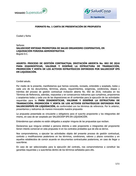 Formato No1 Carta De Presentación De La Propuesta