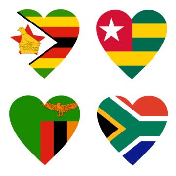 Diseño De Banderas En Forma De Corazón De Varios Países PNG Zimbabue