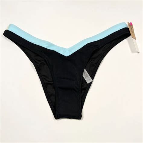 Victoria Secret Pink Xl Itsy Cheeky Bikini Bottom Black Color Block Ebay