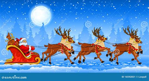 Christmas Santa Claus Riding On Sleigh Stock Vector Illustration Of